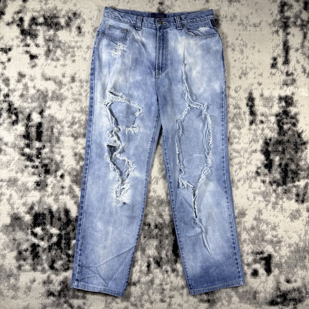 Versace‎ Jeans Mens Size 31x28 Light Acid Wash Destroyed Skater Grunge Punk